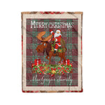 Personalized Gift Plaid Tartan Blanket Clan MacGregor Hunting Modern With Moose Lover Xmas Gift Santa Riding Christmas Fleece Blanket