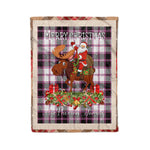 Personalized Gift Plaid Tartan Blanket Clan MacPherson Hunting Modern With Moose Lover Xmas Gift Santa Riding Christmas Fleece Blanket