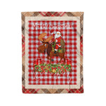Personalized Gift Plaid Tartan Blanket Clan Lennox Dress With Moose Lover Xmas Gift Santa Riding Christmas Fleece Blanket