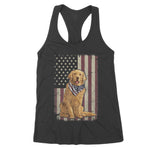 Golden Retriever American Flag Bandana 4th Of July Women's Tank Top - Scotstee Shop