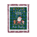 Personalized Gift Tartan Plaid Blanket Clan Kerr Hunting With Funny Santa Snowman Reindeer Merry Christmas Fleece Blanket, Home Living Room, Plaid Blanket, Tartan Blanket, Scottish Blanket, Buffalo fleece blanket, Christmas Blanket