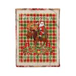 Personalized Gift Plaid Tartan Blanket Clan Gibson With Moose Lover Xmas Gift Santa Riding Christmas Fleece Blanket