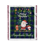 Personalized Gift Tartan Plaid Blanket Clan Marjoribanks Modern With Funny Santa Snowman Reindeer Merry Christmas Fleece Blanket, Home Living Room, Plaid Blanket, Tartan Blanket, Scottish Blanket, Buffalo fleece blanket, Christmas Blanket