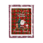 Personalized Gift Tartan Plaid Blanket Clan Herries With Funny Santa Snowman Reindeer Merry Christmas Fleece Blanket, Christmas Blanket, Plaid Blanket, Tartan Blanket,Scottish Blanket