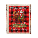 Personalized Gift Plaid Tartan Blanket Clan MacIntyre Modern With Moose Lover Xmas Gift Santa Riding Christmas Fleece Blanket