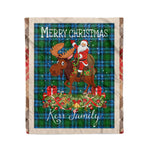Personalized Gift Plaid Tartan Blanket Clan Kerr Hunting With Moose Lover Xmas Gift Santa Riding Christmas Fleece Blanket