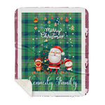 Personalized Gift Tartan Plaid Blanket Clan Kennedy Ancient With Funny Santa Snowman Reindeer Merry Christmas Gift Sherpa Blanket, blue plaid sherpa blanket,blue tartan sherpa blanket,Buchan,buffalo plaid sherpa blanket,christmas sherpa blanket,Christmas Throw Blanket