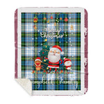 Personalized Gift Tartan Plaid Blanket Clan Campbell Dress With Funny Santa Snowman Reindeer Merry Christmas Gift Sherpa Blanket, blue plaid sherpa blanket,blue tartan sherpa blanket,Buchan,buffalo plaid sherpa blanket,christmas sherpa blanket,Christmas Throw Blanket