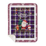 Personalized Gift Tartan Plaid Blanket Clan MacDiarmid With Funny Santa Snowman Reindeer Merry Christmas Gift Sherpa Blanket, blue plaid sherpa blanket,blue tartan sherpa blanket,Buchan,buffalo plaid sherpa blanket,christmas sherpa blanket,Christmas Throw Blanket
