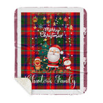 Personalized Gift Tartan Plaid Blanket Clan Charteris With Funny Santa Snowman Reindeer Merry Christmas Gift Sherpa Blanket, blue plaid sherpa blanket,blue tartan sherpa blanket,Buchan,buffalo plaid sherpa blanket,christmas sherpa blanket,Christmas Throw Blanket