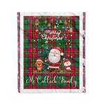 Personalized Gift Tartan Plaid Blanket Clan McCulloch With Funny Santa Snowman Reindeer Merry Christmas Fleece Blanket, Home Living Room, Plaid Blanket, Tartan Blanket, Scottish Blanket, Buffalo fleece blanket, Christmas Blanket