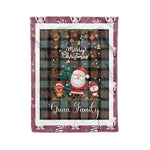 Personalized Gift Tartan Plaid Blanket Clan Gunn Weathered With Funny Santa Snowman Reindeer Merry Christmas Fleece Blanket, Christmas Blanket, Plaid Blanket, Tartan Blanket,Scottish Blanket
