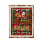 Personalized Gift Plaid Tartan Blanket Clan Fairlie With Moose Lover Xmas Gift Santa Riding Christmas Fleece Blanket