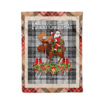 Personalized Gift Plaid Tartan Blanket Clan Glen Grey With Moose Lover Xmas Gift Santa Riding Christmas Fleece Blanket