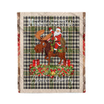 Personalized Gift Plaid Tartan Blanket Clan Burns With Moose Lover Xmas Gift Santa Riding Christmas Fleece Blanket