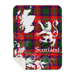 Sherpa Blanket - Tartan Blanket Thistle and Lion Scottish Clan Wauchope Plaid Blanket, plaid sherpa blanket queen,purple sherpa blanket,queen sherpa blanket,queen size sherpa blanket,red sherpa blanket,scottish tartan blankets,sherpa blanket,sherpa christmas blanket