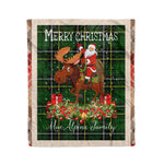 Personalized Gift Plaid Tartan Blanket Clan MacAlpine Modern With Moose Lover Xmas Gift Santa Riding Christmas Fleece Blanket