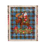 Personalized Gift Plaid Tartan Blanket Clan Anderson With Moose Lover Xmas Gift Santa Riding Christmas Fleece Blanket