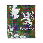 Scotstee Shop Tartan Plaid Fleece Blankets Thistle and Lion Scottish Clan Stewart of Appin Hunting Plaid Blanket
