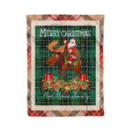 Personalized Gift Plaid Tartan Blanket Clan MacAlpine With Moose Lover Xmas Gift Santa Riding Christmas Fleece Blanket