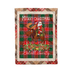 Personalized Gift Plaid Tartan Blanket Clan Dalzell With Moose Lover Xmas Gift Santa Riding Christmas Fleece Blanket