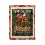 Personalized Gift Plaid Tartan Blanket Clan Cochrane Hunting With Moose Lover Xmas Gift Santa Riding Christmas Fleece Blanket