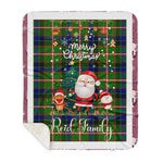 Personalized Gift Tartan Plaid Blanket Clan Reid With Funny Santa Snowman Reindeer Merry Christmas Gift Sherpa Blanket, blue plaid sherpa blanket,blue tartan sherpa blanket,Buchan,buffalo plaid sherpa blanket,christmas sherpa blanket,Christmas Throw Blanket