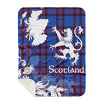 Sherpa Blanket - Tartan Blanket Thistle and Lion Scottish Clan Elliot Plaid Blanket, plaid sherpa blanket queen,purple sherpa blanket,queen sherpa blanket,queen size sherpa blanket,red sherpa blanket,scottish tartan blankets,sherpa blanket,sherpa christmas blanket