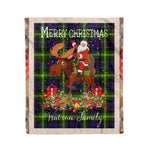 Personalized Gift Plaid Tartan Blanket Clan Watson Modern With Moose Lover Xmas Gift Santa Riding Christmas Fleece Blanket