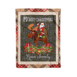 Personalized Gift Plaid Tartan Blanket Clan Renn Faire With Moose Lover Xmas Gift Santa Riding Christmas Fleece Blanket