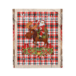 Personalized Gift Plaid Tartan Blanket Clan Renton With Moose Lover Xmas Gift Santa Riding Christmas Fleece Blanket