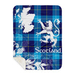 Sherpa Blanket - Tartan Blanket Thistle and Lion Scottish Clan McKerrell Plaid Blanket, plaid sherpa blanket queen,purple sherpa blanket,queen sherpa blanket,queen size sherpa blanket,red sherpa blanket,scottish tartan blankets,sherpa blanket,sherpa christmas blanket