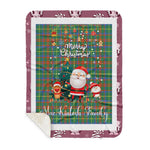 Personalized Gift Tartan Plaid Blanket Clan MacKintosh Hunting With Funny Santa Snowman Reindeer Merry Christmas Gift Sherpa Blanket, blue plaid sherpa blanket,blue tartan sherpa blanket,Buchan,buffalo plaid sherpa blanket,christmas sherpa blanket,Christmas Throw Blanket