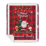 Personalized Gift Tartan Plaid Blanket Clan Drummond Modern With Funny Santa Snowman Reindeer Merry Christmas Gift Sherpa Blanket, blue plaid sherpa blanket,blue tartan sherpa blanket,Buchan,buffalo plaid sherpa blanket,christmas sherpa blanket,Christmas Throw Blanket