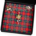 To My Beautiful Soulmate Sunflower Necklace In Your Eyes I Have Found My Home Clan Ruthven Tartan Jewelry For Girlfriend, Tartan Sunflower Pendant Necklace, Scottish Tartan Jewelry, valentine necklace, necklace girlfriend, necklace for wife, cute necklaces for girlfriend, jewelry for girlfriend, to my soulmate necklace, to my future wife necklace