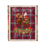 Personalized Gift Plaid Tartan Blanket Clan Little With Moose Lover Xmas Gift Santa Riding Christmas Fleece Blanket