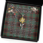 To My Beautiful Soulmate Sunflower Necklace In Your Eyes I Have Found My Home Clan Buchan Ancient Tartan Jewelry For Girlfriend, Tartan Sunflower Pendant Necklace, Scottish Tartan Jewelry, valentine necklace, necklace girlfriend, necklace for wife, cute necklaces for girlfriend, jewelry for girlfriend, to my soulmate necklace, to my future wife necklace