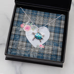 Sea Turtle Necklace Gift for My Beautiful Girlfriend Valentines Necklace Clan Napier Tartan Blue Turtle Necklace