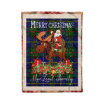 Personalized Gift Plaid Tartan Blanket Clan MacLeod Of Harris Modern With Moose Lover Xmas Gift Santa Riding Christmas Fleece Blanket