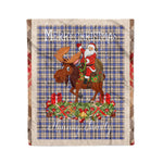 Personalized Gift Plaid Tartan Blanket Clan Hannay With Moose Lover Xmas Gift Santa Riding Christmas Fleece Blanket