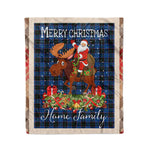 Personalized Gift Plaid Tartan Blanket Clan Home Hume With Moose Lover Xmas Gift Santa Riding Christmas Fleece Blanket