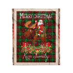 Personalized Gift Plaid Tartan Blanket Clan Kerr With Moose Lover Xmas Gift Santa Riding Christmas Fleece Blanket