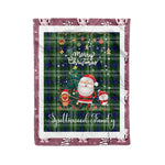 Personalized Gift Tartan Plaid Blanket Clan Spottiswood With Funny Santa Snowman Reindeer Merry Christmas Fleece Blanket, Home Living Room, Plaid Blanket, Tartan Blanket, Scottish Blanket, Buffalo fleece blanket, Christmas Blanket