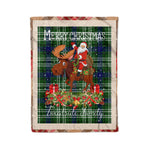 Personalized Gift Plaid Tartan Blanket Clan Tweedside With Moose Lover Xmas Gift Santa Riding Christmas Fleece Blanket