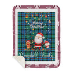 Personalized Gift Tartan Plaid Blanket Clan Campbell Of Cawdor Ancient With Funny Santa Snowman Reindeer Merry Christmas Gift Sherpa Blanket, blue plaid sherpa blanket,blue tartan sherpa blanket,Buchan,buffalo plaid sherpa blanket,christmas sherpa blanket,Christmas Throw Blanket