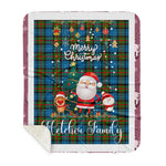 Personalized Gift Tartan Plaid Blanket Clan Fletcher of Dunan With Funny Santa Snowman Reindeer Merry Christmas Gift Sherpa Blanket, blue plaid sherpa blanket,blue tartan sherpa blanket,Buchan,buffalo plaid sherpa blanket,christmas sherpa blanket,Christmas Throw Blanket