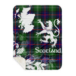 Sherpa Blanket - Tartan Blanket Thistle and Lion Scottish Clan Sutherland Plaid Blanket, plaid sherpa blanket queen,purple sherpa blanket,queen sherpa blanket,queen size sherpa blanket,red sherpa blanket,scottish tartan blankets,sherpa blanket,sherpa christmas blanket