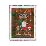 Personalized Gift Tartan Plaid Blanket Clan Seton Modern With Funny Santa Snowman Reindeer Merry Christmas Fleece Blanket, Home Living Room, Plaid Blanket, Tartan Blanket, Scottish Blanket, Buffalo fleece blanket, Christmas Blanket