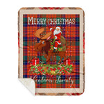 Personalized Gift Plaid Tartan Blanket Clan Nicolson Ancient With Moose Lover Xmas Gift Santa Riding Buffalo Plaid Christmas Sherpa Blanket