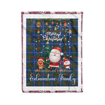Personalized Gift Tartan Plaid Blanket Clan Edmonstone With Funny Santa Snowman Reindeer Merry Christmas Fleece Blanket, Home Living Room, Plaid Blanket, Tartan Blanket, Scottish Blanket, Buffalo fleece blanket, Christmas Blanket